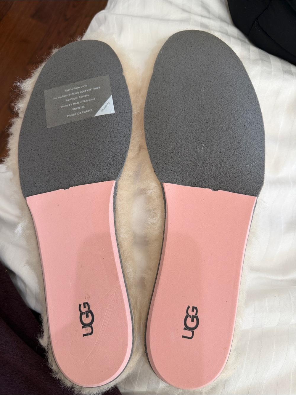 UGG Pink and Gray Cushioned Shearling Insoles